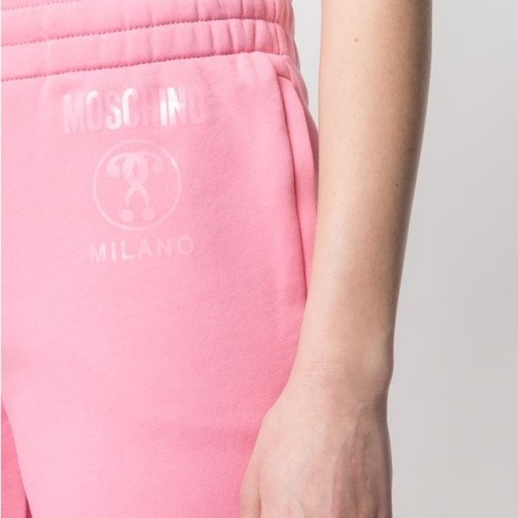 Moschino logo-print cotton sweat pants. Pink - Picture 2 of 11